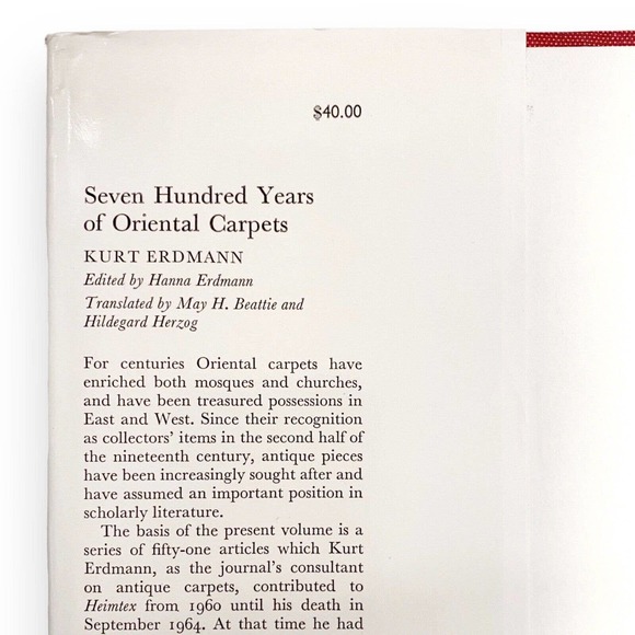 Seven Hundred Years of Oriental Carpets, Kurt Erdmann (1970, Hardcover) VG Good - Picture 7 of 10
